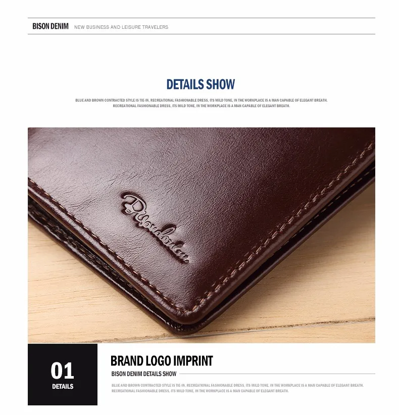 BISON DENIM, высококачественный мужской кошелек из воловьей кожи, кошелек из натуральной кожи, брендовый кошелек для кредитных карт, Большой Вместительный мужской кошелек