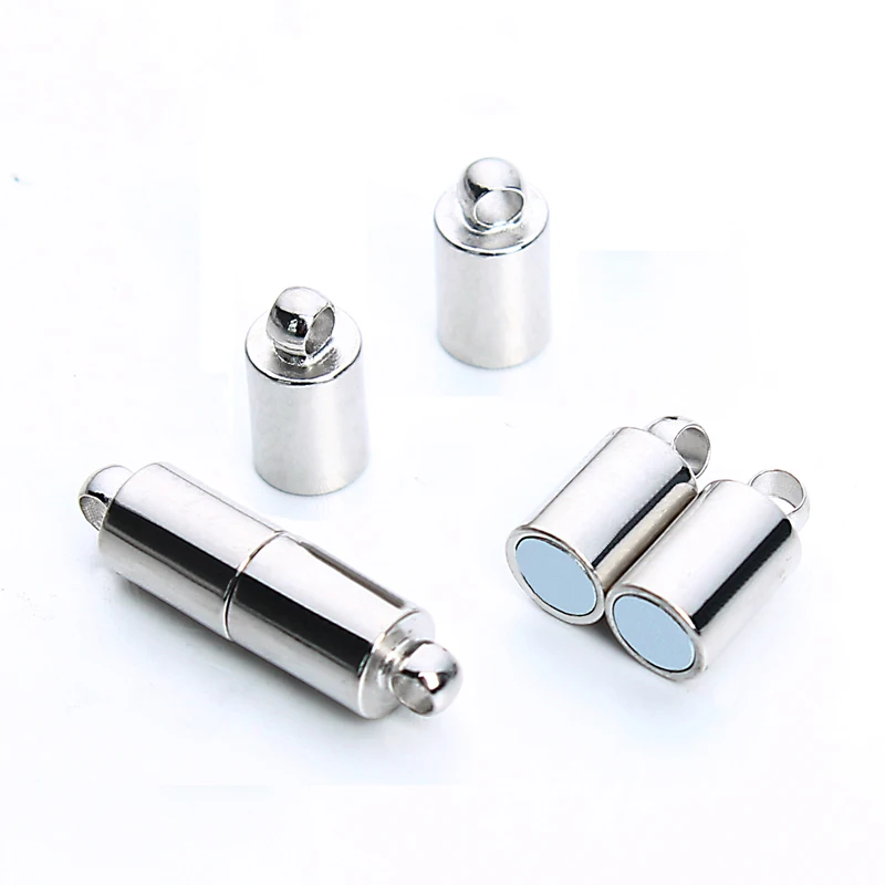 LOULEUR 10pcs/lot Rhodium Metal Strong Magnetic Clasps For Leather Cord Bracelets End Caps Connectors DIY Jewelry Making Finding | Украшения