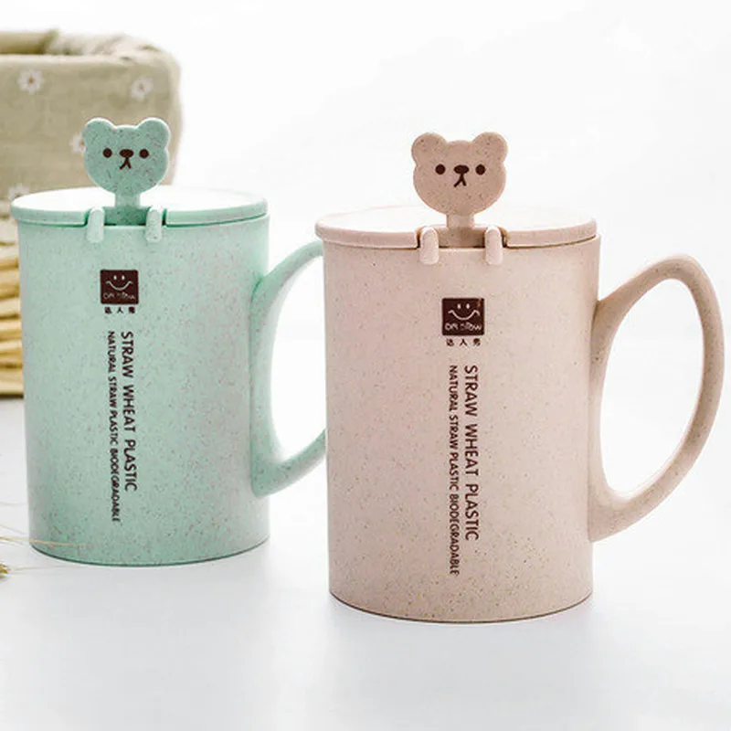 Детская кружка из пшеничной соломы милая кофейная для завтрака с крышкой и