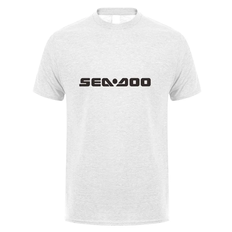 Ash Grey Футболки Sea-Doo летняя хлопковая футболка с короткими рукавами с морским Doo Seadoo Moto Мужская футболка футболки LH-079 - Цвет: Ash Grey