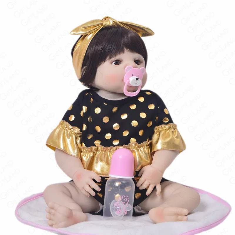 23 дюймов Reborn Baby Doll Bebe полный силиконовый ручной работы Bonecas Bb младенец получивший