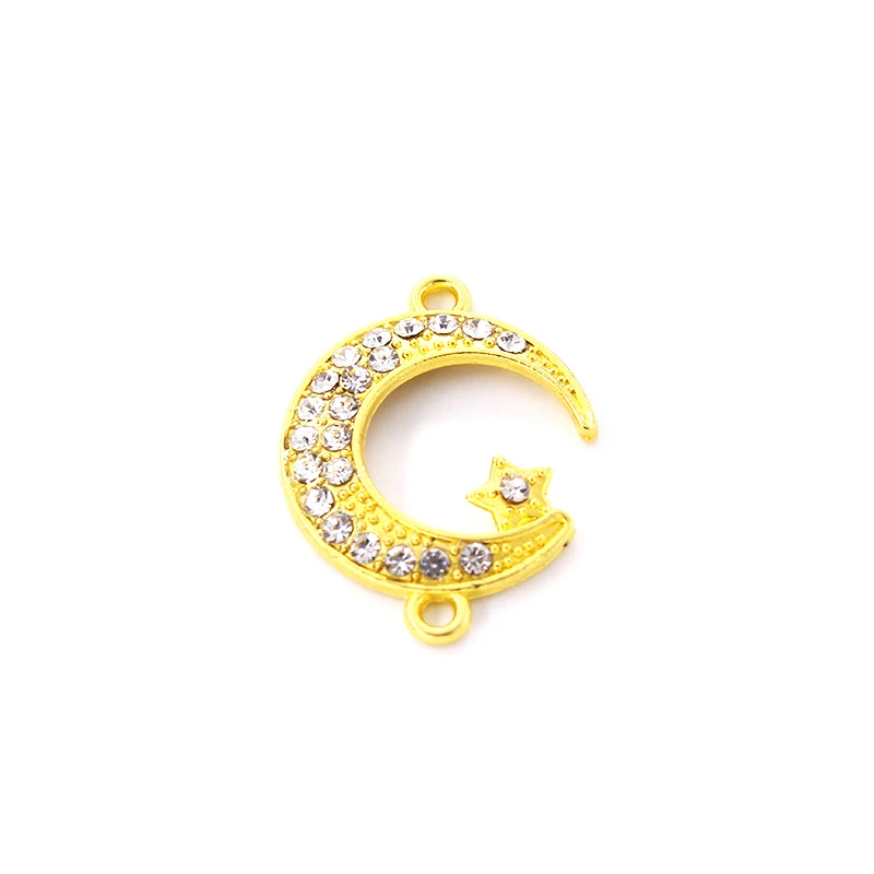 Semitree 10pcs/lot 24mm Rhinestone Gold Star Moon Connectors for DIY Bracelets Exquisite Charms Jewelry Making Accessories | Украшения и