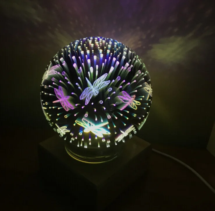 Волшебный шар, цветной стеклянный шар, лампа, 3d, звездное небо, ночник, светильник USB, для детей, для спальни, украшение, рождественский светильник, подарки - Цвет: Dragonfly