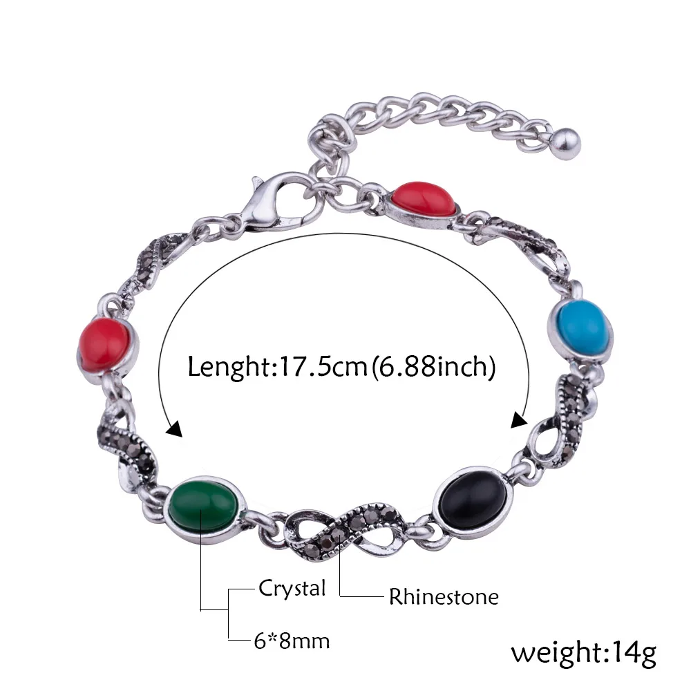 Женские антикварные тибетские серебряные винтажные Браслеты Бесконечность