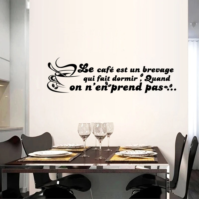 

Art Coffee Cup Motto Vinyl Quote Restaurant Kitchen Removable Wall Stickers DIY Home Decor Waterproof Wallpaper JG1510