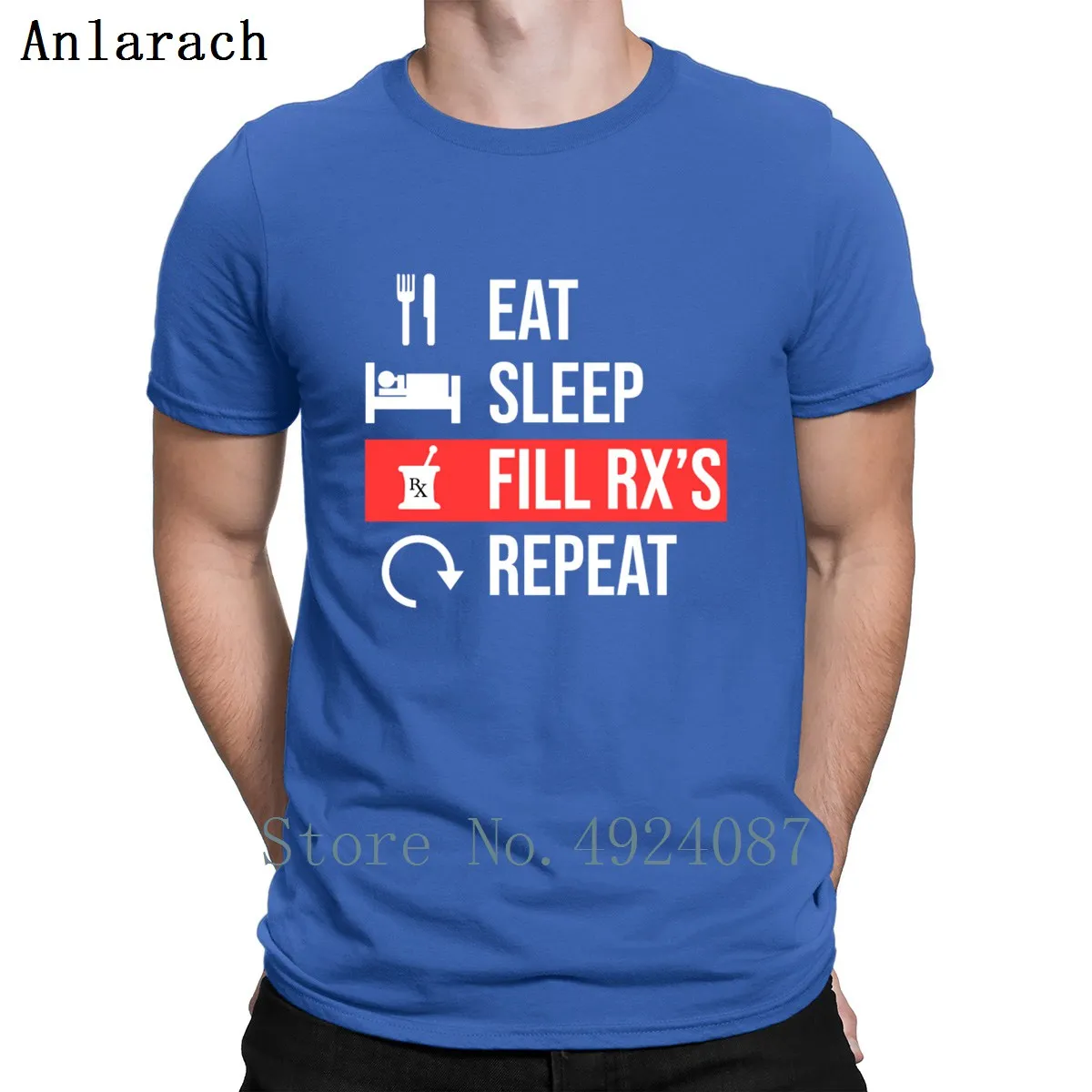 Eat Sleep заполнить Rx с повторить фармацевт аптека футболка Одежда высшего качества