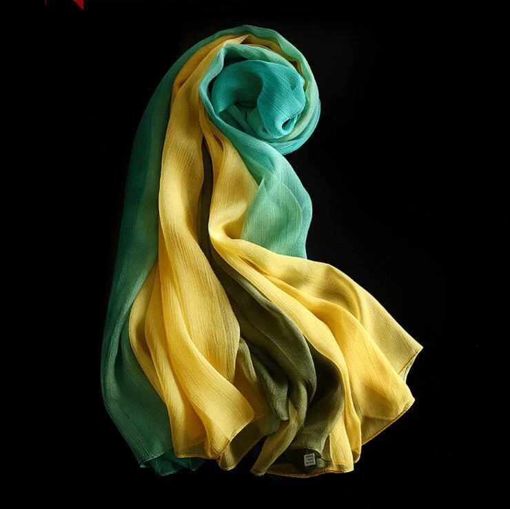 Женский шарф шали градиентного цвета высокое качество шелковые шарфы для