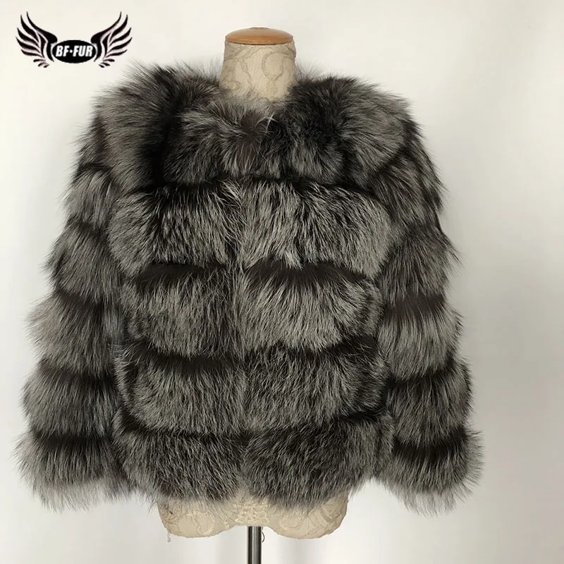 BFFUR Luxury Women Natural Fox Fur Coat Women's Whole Skin Genuine Overcoat Jacket Short Real Fox Fur Outerwear Fashion Clothing