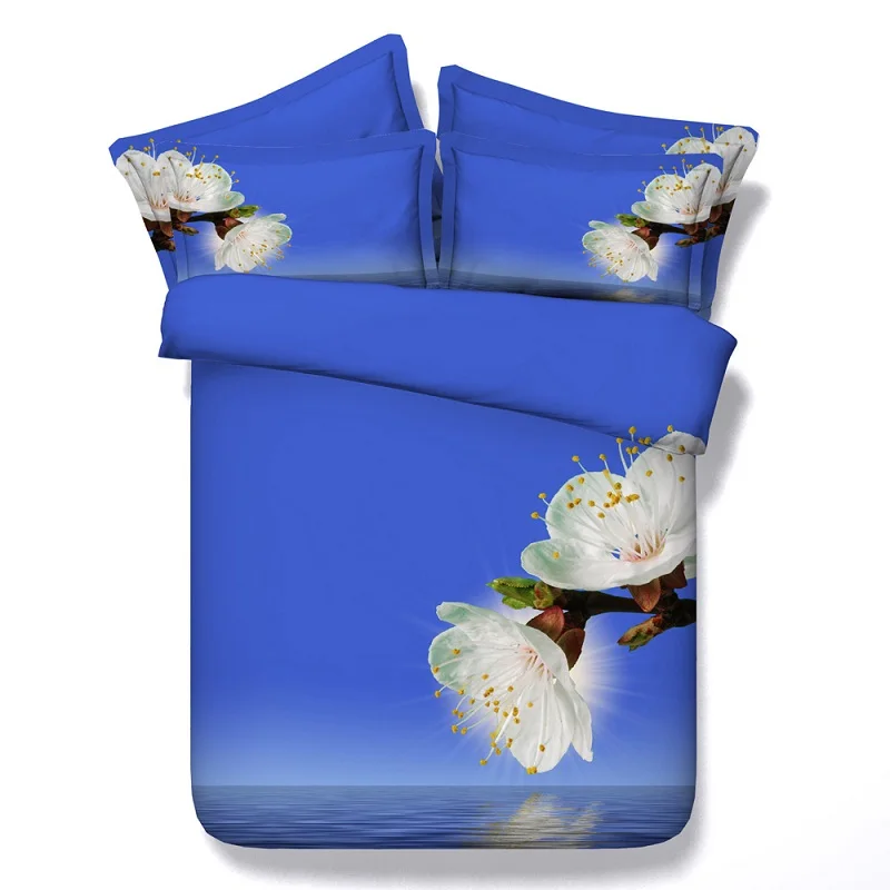 4 шт./компл./Лот синий цветочный Комплект пододеяльника трехмерная Цветочная