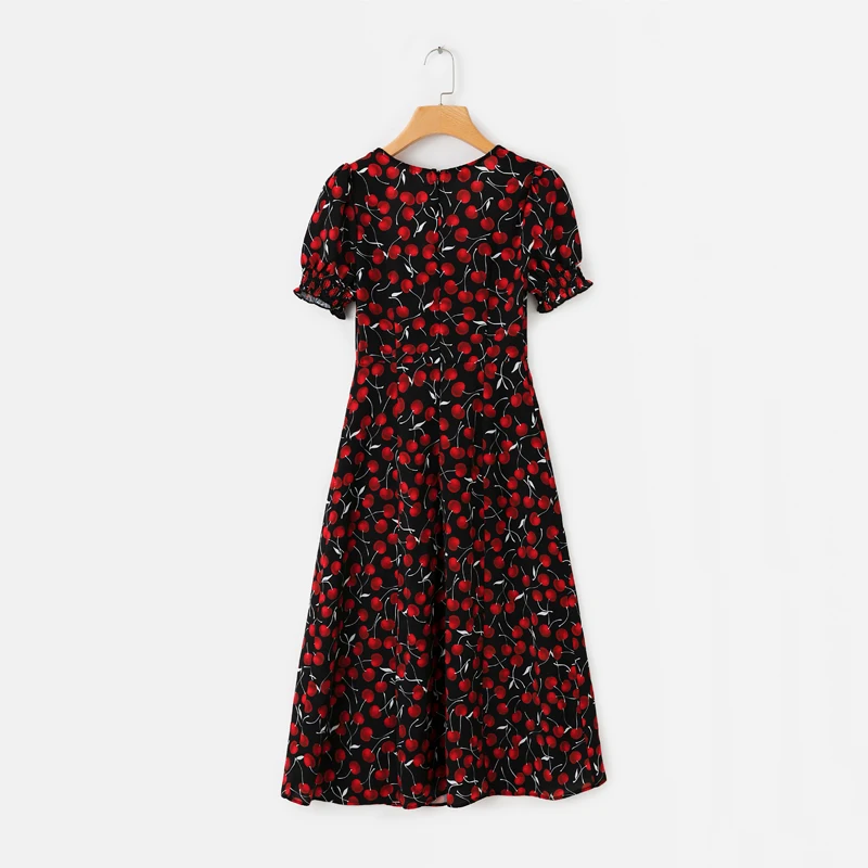 Летнее женское платье, повседневное, с принтом, тонкое платье с фруктами, Vestidos