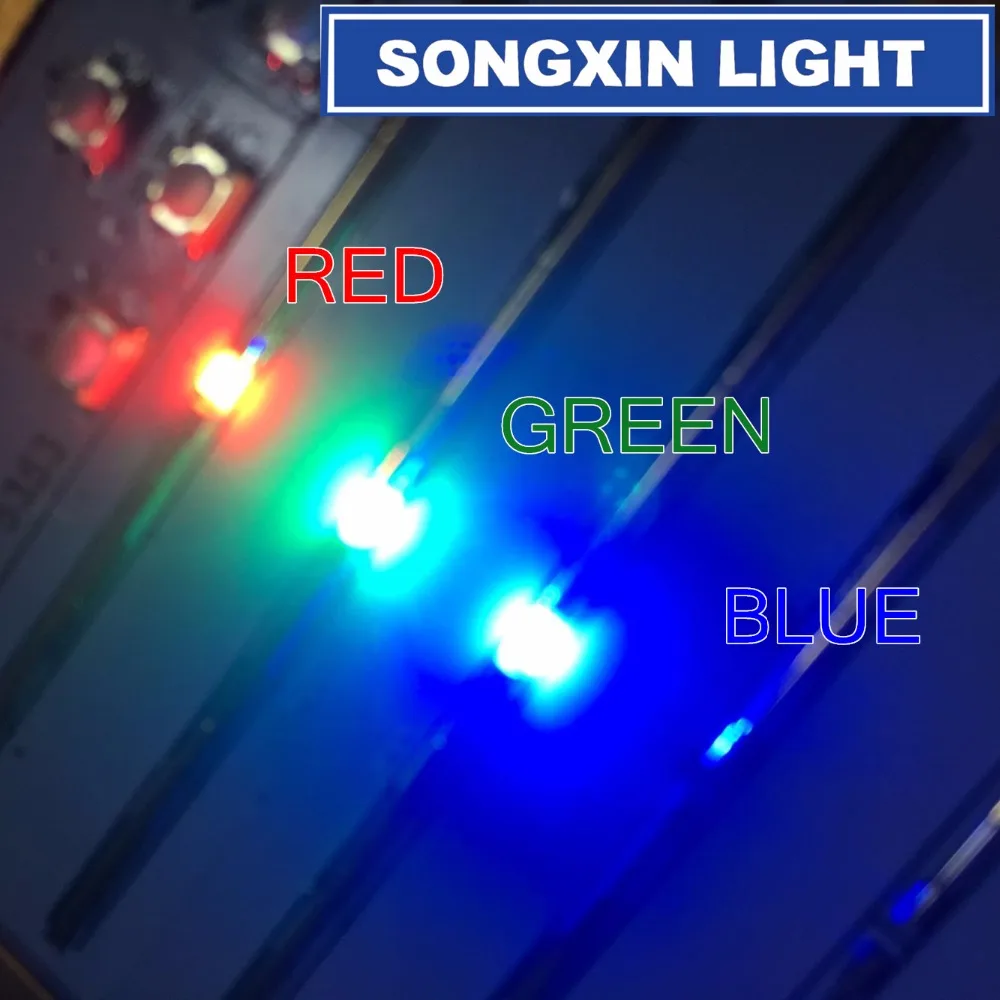 1000 шт SMD 0805 (2012) трехцветный RGB 20mA красный зеленый синий ультра яркий поверхностный