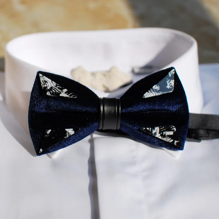 

Free shipping new fashion casual men's male man Blue Velvet Triangle Lava Design Wedding Hosting Bow tie Western Europe Party