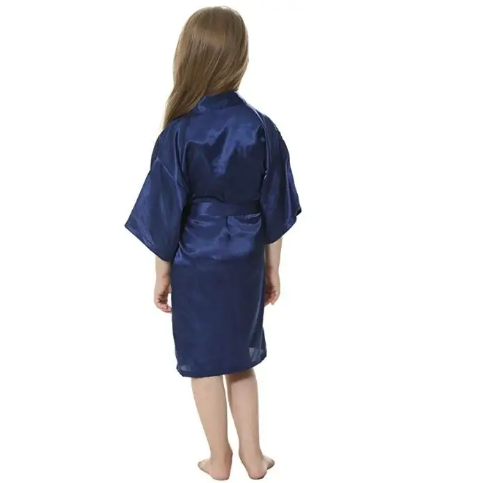 kids navy blue C& Fung Быстрый персонализированный Атласный халат-кимоно для женщин, для свадебной вечеринки, банный халат подружки невесты, детское платье с цветочным узором для девочек, халаты - Цвет: kids navy blue