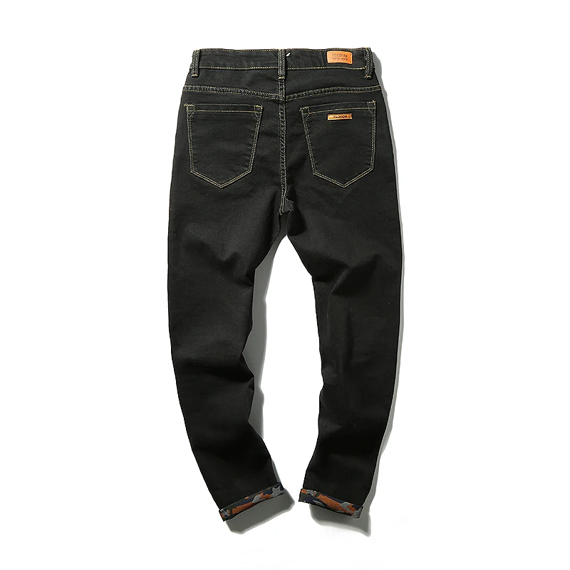Джинсы Мужчины 2016 Осень Простой Черный/Синий Узкие Стрейч джинсы Большие Высокие