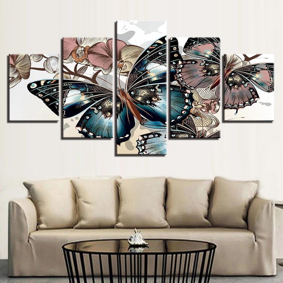 Холст Картины рамки HD Печать Wall Art Flower фотографии 5 шт. с абстрактным цветочным
