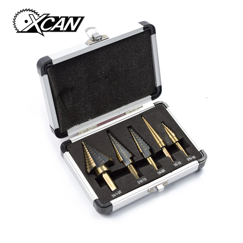 XCAN 5 шт. быстрорежущее стальное ступенчатое сверло из быстрорежущей стали кобальтовое ступенчатое сверло для металла, дерева, Дырокол