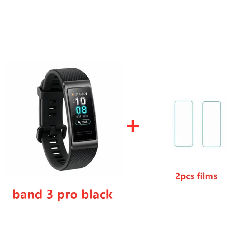 3pro black add film Huawei Band 3 Band 3Pro Smart band gps металлическая рамка Amoled полноцветный дисплей сенсорный экран Датчик сердечного ритма датчик сна - Цвет: 3pro black add film