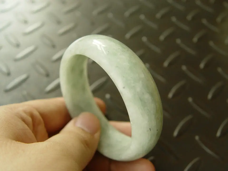 

Natural jadeite Green Handmade Wide Bangle Bracelet