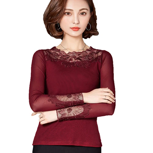 Wine red Женские топы для латинских танцев, бальных танцев, сальсы, ча-румбы, футболка для практики, Одежда для танцев, повседневные сетчатые облегающие топы, костюмы - Цвет: Wine red