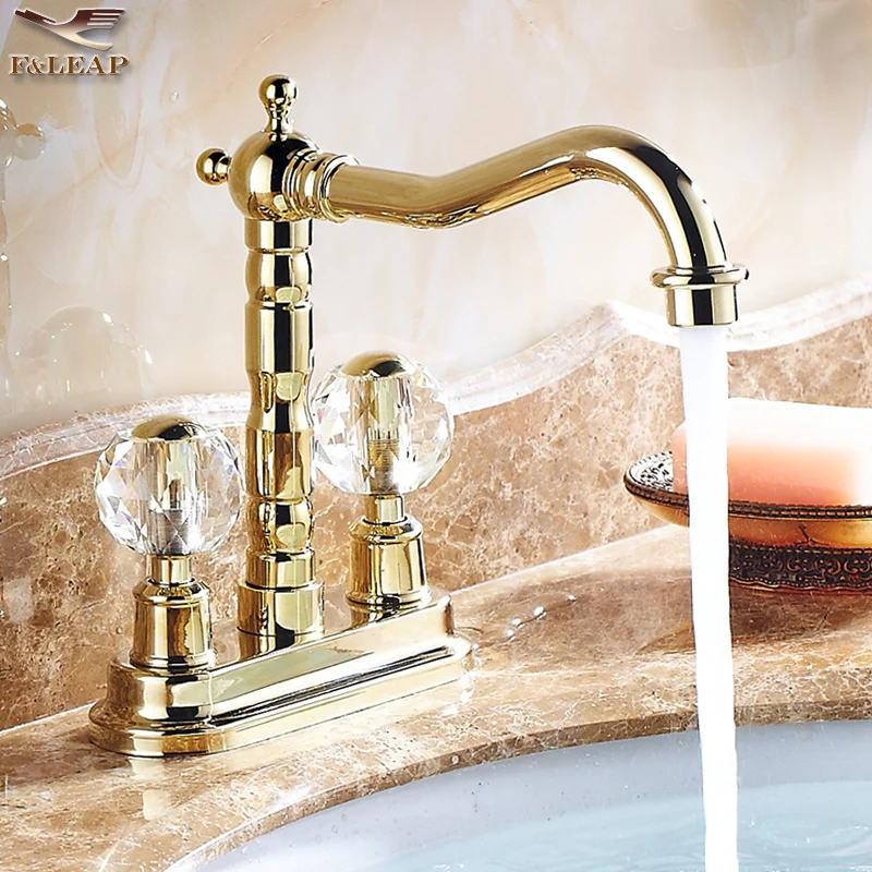 Смесители для умывальника в античном стиле из розового золота с кристаллом Torneira