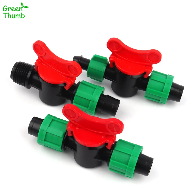 1pc Male Thread 1/2"-16mm Connector 16mm Bypass Connector Thread Lock Straight Connector Green Drip Tape Valve Garden Irrigation