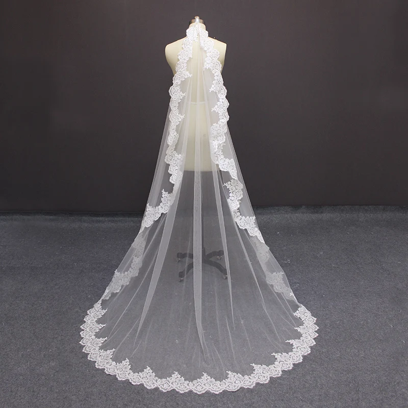 Красивые 2 м один слои полный край с белый слоновая кость Тюль расческой