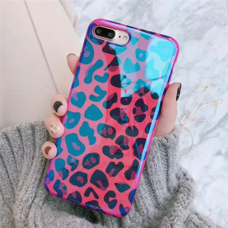 Samtsui IMD Blue Light TPU Case For iPhone 6 6s 7 8 Plus Sexy Leopard Cover X XS XMAX XR Red Protective Capa Female |