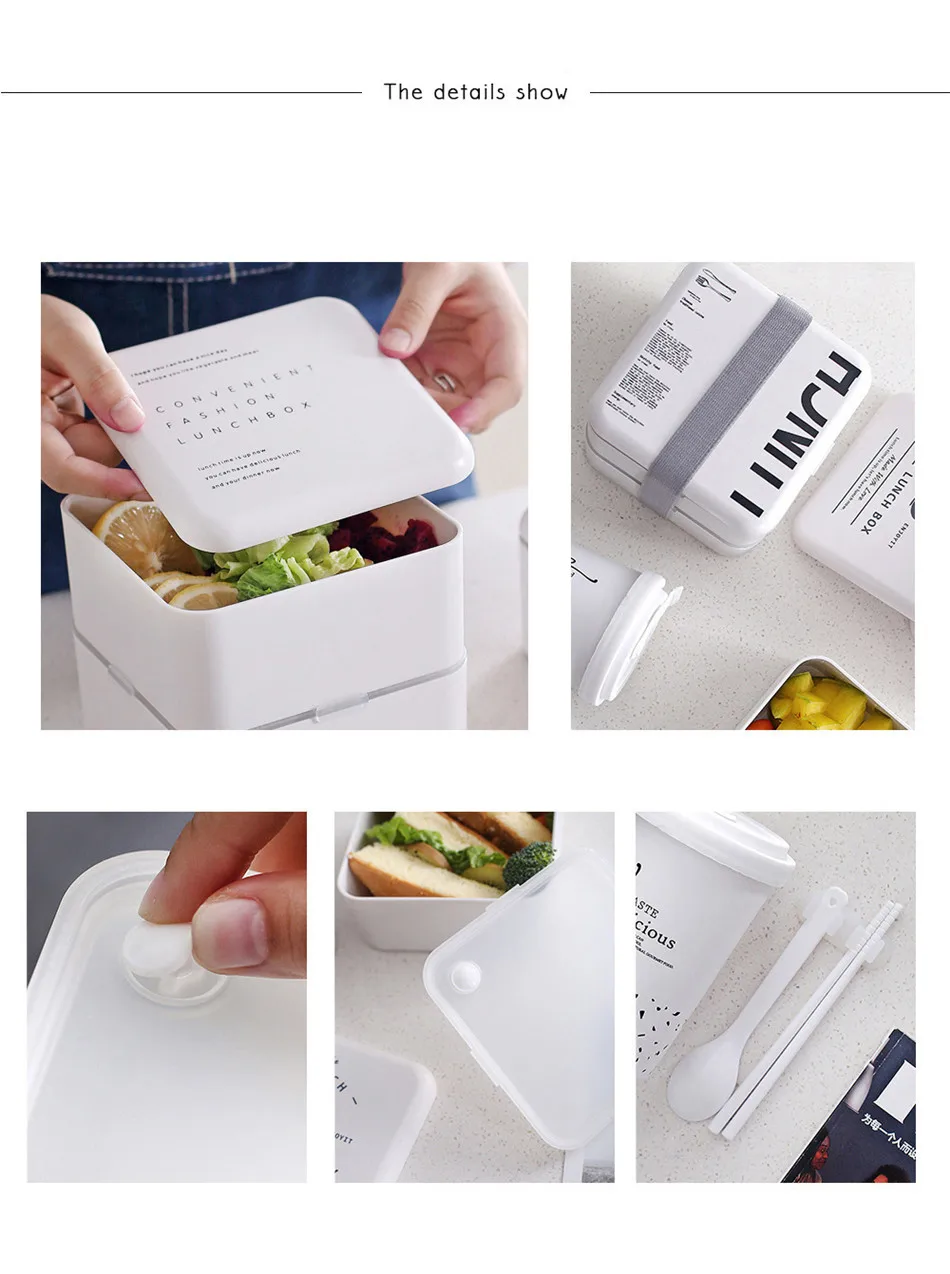Baispo японский стиль Ланч-бокс для детей 2 слоя Портативный Bento box Герметичный пищевой контейнер для пикника студенческий контейнер для еды