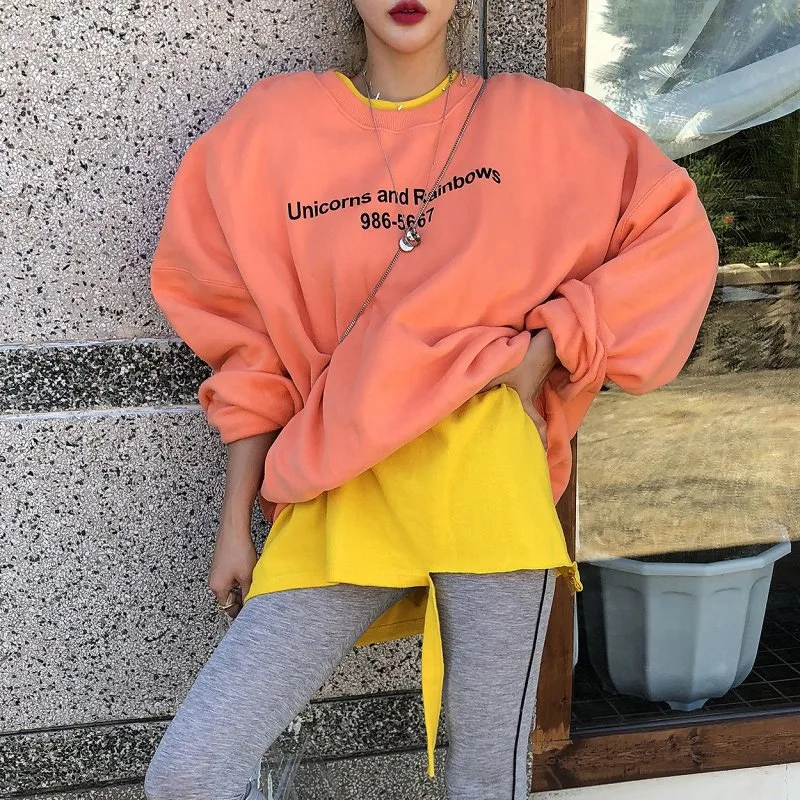 Толстовка Женская свободного покроя с буквенным принтом трикотажная толстовка