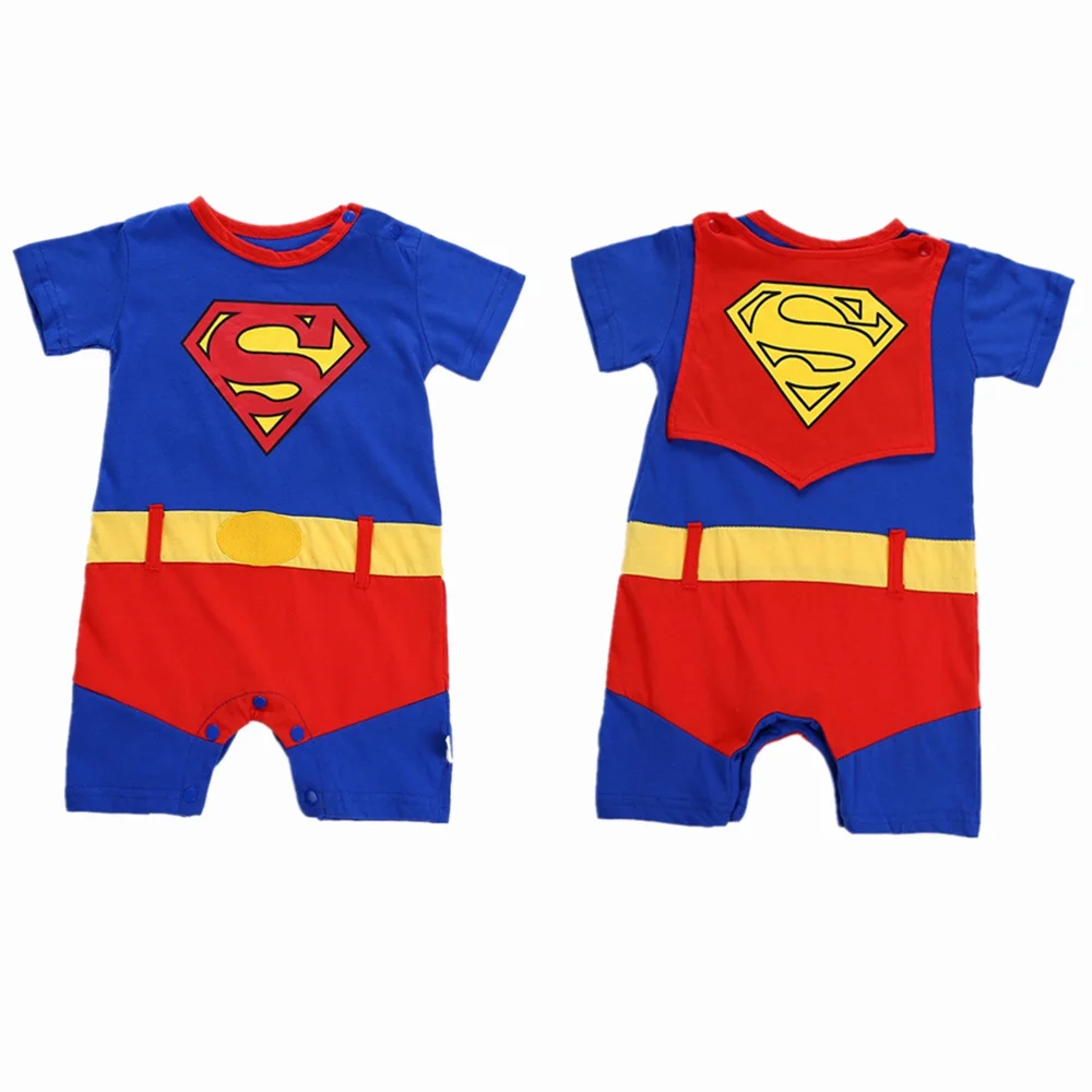Superman short cloak Детский комплект; Костюм Супермена; плащ; боди; Комплект для малышей с супергероями; Детский комбинезон для первых шагов; Одежда для новорожденных - Цвет: Superman short cloak