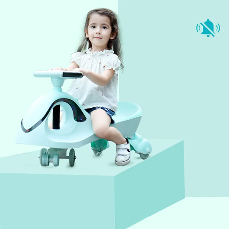 Детская машинка с рулем 1-3 лет детский автомобиль светодиодный йо автомобиль немой Круглый Универсальный колеса качели детские игрушки девочка мальчик автомобиль