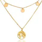 Лидер продаж, универсальное круглое ажурное Двухслойное ожерелье с блестками и картой мира, модное ожерелье в подарок на День Земли, персонализированные украшения