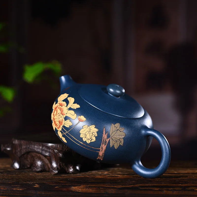 Yixing recommended quality goods all hand chlorite clay ore ink painting peony bian xi shi kung fu tea set the teapot | Дом и сад