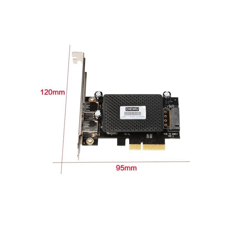 PCI-E X4 к двойной USB3.1 Тип карты расширения с 15 Pin SATA мощность 10 Гбит/с адаптер ASM1142 чип добавить на карту