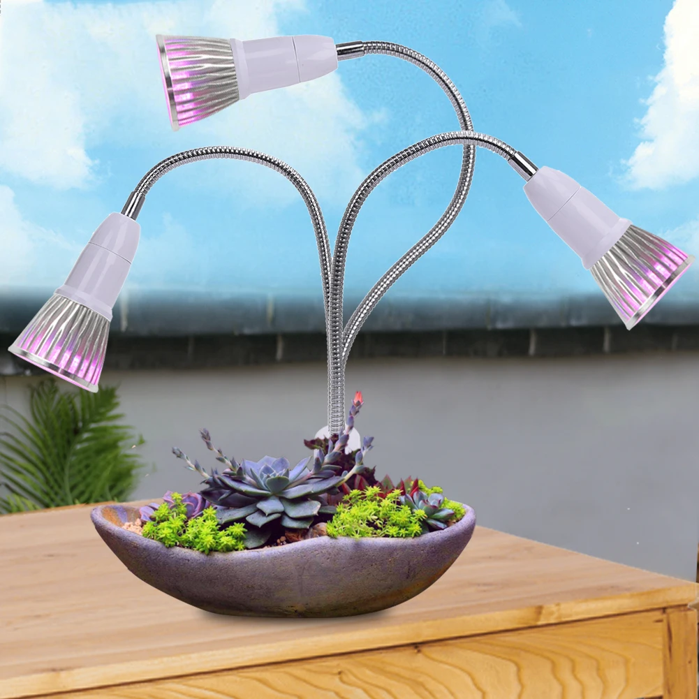 3 Types Indoor Flower LED Gooseneck Plant Grow Light Bulbs Greenhouse Growth E27 Lamp-Bases Lighting Desk Clip Holder EU/US Plug