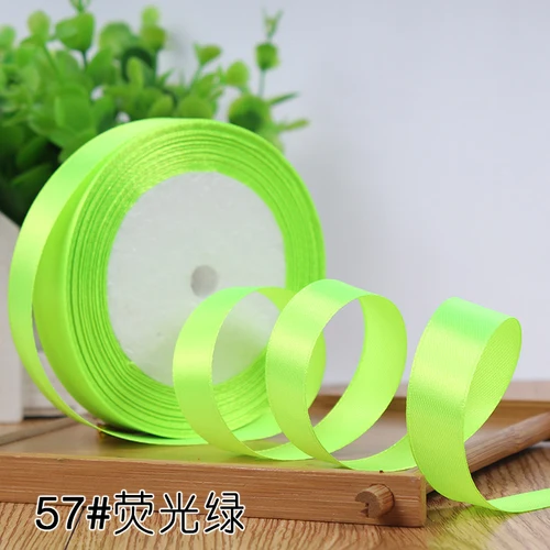 fluorescence green 25 метров/рулон шелковая атласная лента 1,5 см Ширина вечерние Главная Свадебные для упаковки подарков Рождество год материалы для рукоделия - Цвет: fluorescence green