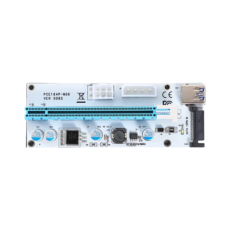 VER008S 3 в 1 Molex 4Pin SATA 6PIN PCIE PCI E Экспресс Райзер карта 008s 1x до 16x USB 0 для майнинга