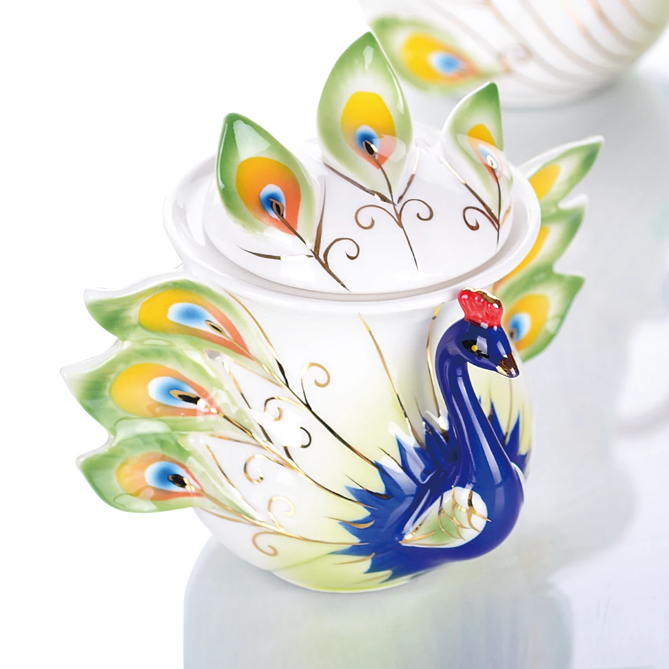 Фарфоровая эмалированная посуда для напитков [набор из 21 шт. 6 чашек + блюд ложек 1