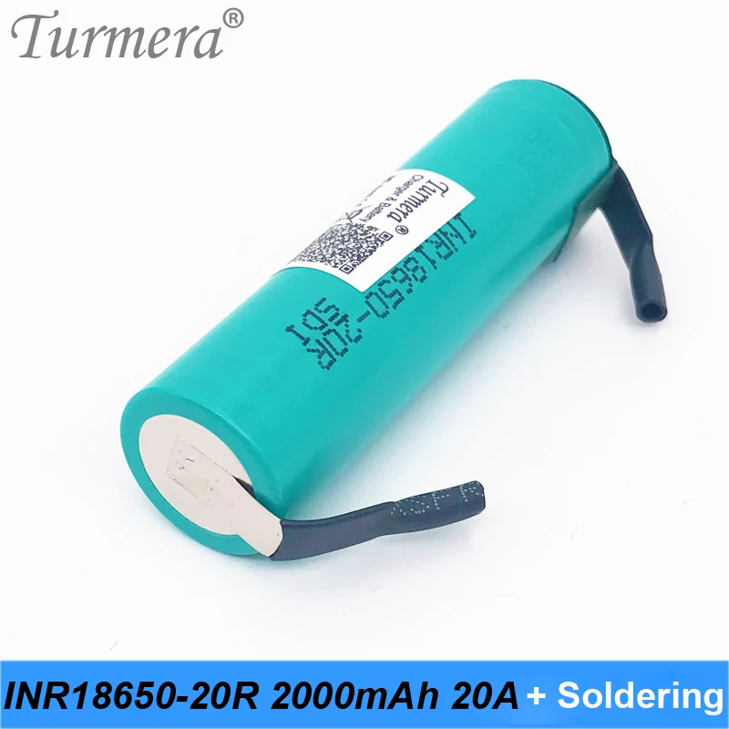 Аккумулятор 2000mah INR18650-20R 3,6 V пайка 20a батарея для инструмента отвертка и пылесос для Turmera