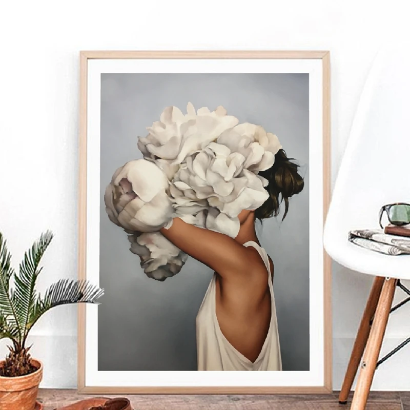 Цветы перо для женщин Современный постер Холст Искусство Печать абстрактный