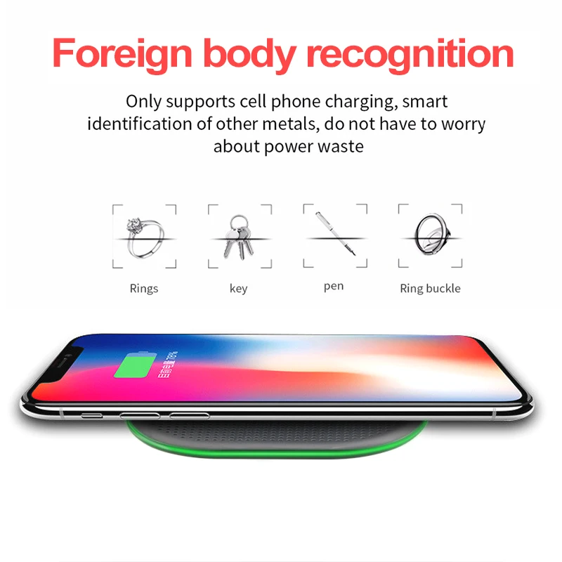 Qi Беспроводное зарядное устройство для iPhone 8 X XR XS Max 10W быстрая Беспроводная