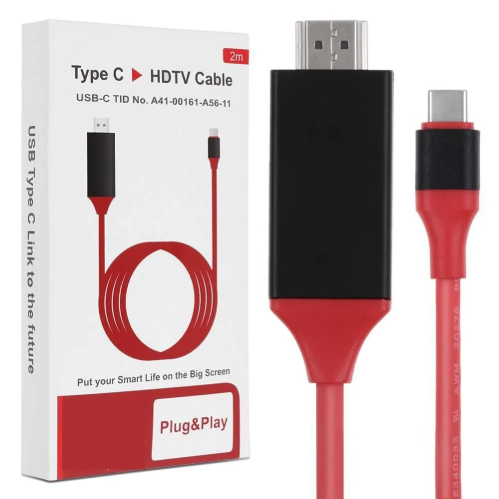 Кабель USB Type C HDMI (4K @ 30 Гц 2 метровый) кабель переходник (совместим с Thunderbolt 3) для Samsung