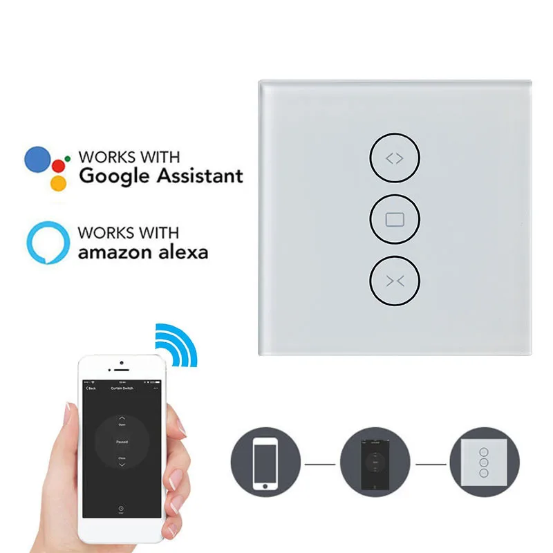 ЕС Wifi сенсорный занавес переключатель от Alexa/Google Phone управление для электрического занавес мотор умный дом настенный переключатель Голосовое управление