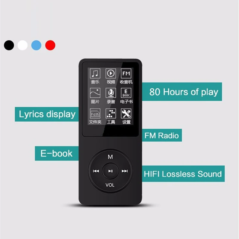 DOITOP 1 8 дюймовый экран Портативный 8G MP3 без потерь HIFI радио бас музыкальный плеер