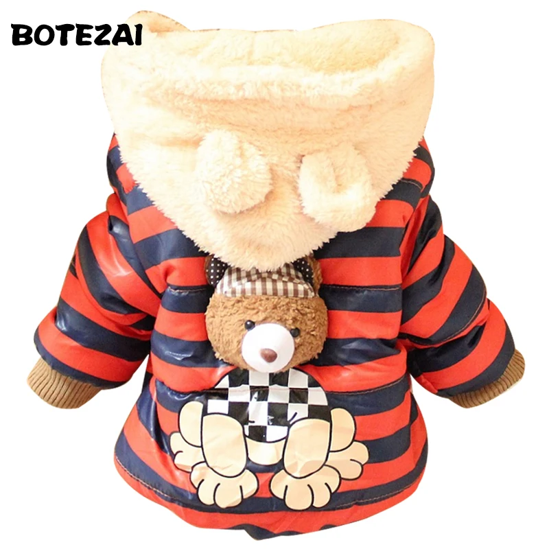 

2020 New Cartoon Bear Baby Boys Jacket Kids Winter Keeping Warm Thick Cotton Hoodies Coat Children Casual Outerwear Clothing
