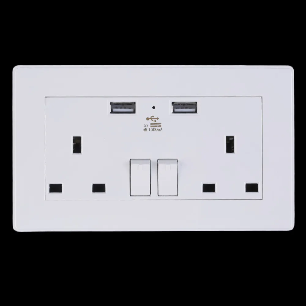 1000mA штепсельная вилка британского стандарта 146*86*35 мм Dual USB Электрический