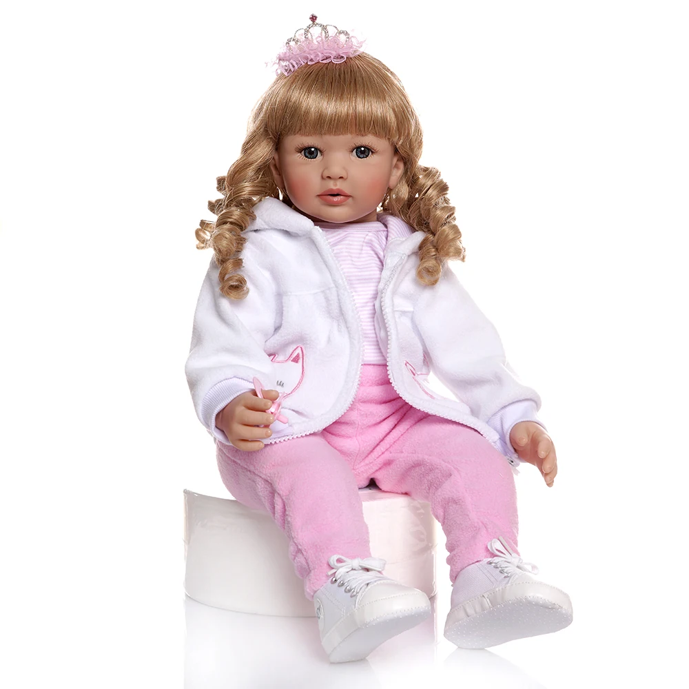 60CM Silicone reborn toddler baby girl doll vinyl blonde babies child bedtime accompanying Christmas gift present | Игрушки и хобби