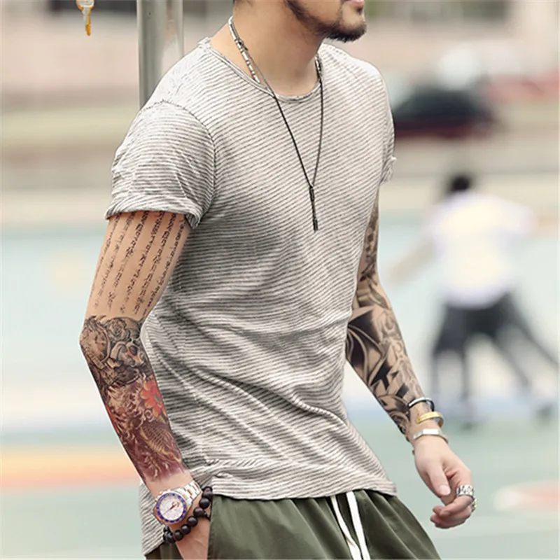 2017 Летний Новый Полосатый Круглый воротник стройная фигура футболка с короткими