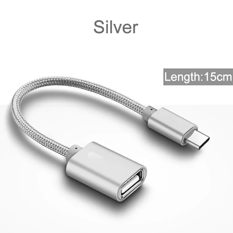 Серебристый Type-C OTG Кабель-адаптер для huawei Honor 8 9 10 V10 Note 10 P9 P20 P30 mate 9 10 20 X Pro Lite Nova 3 4 USB-C OTG конвертер - Цвет: Серебристый