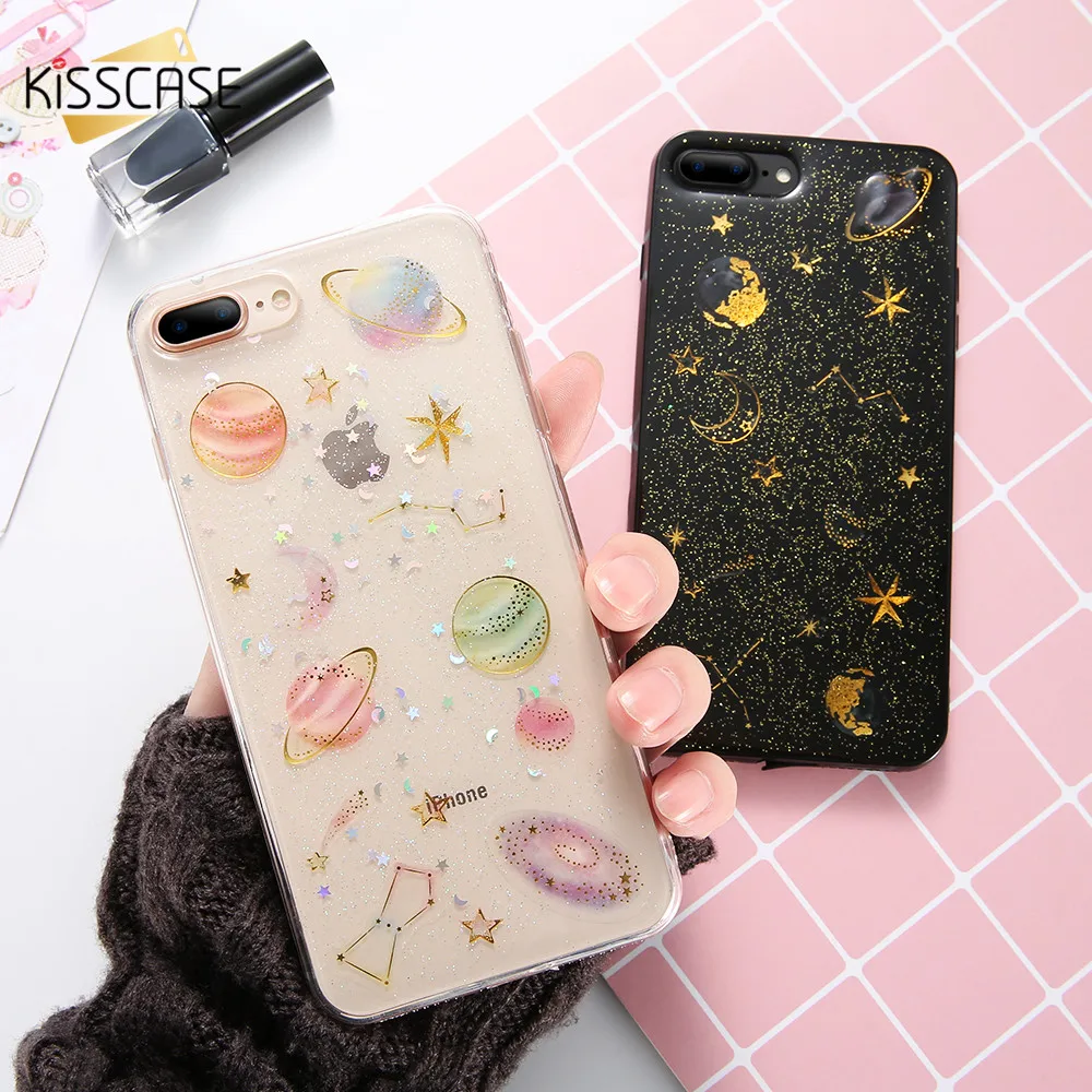 KISSCASE милый чехол с блестящими звездами для iPhone 7 6 6s 8 Plus девчачий Мягкий